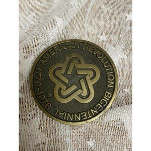 AMERICAN REVOLUTION‎ BICENTENNIAL BELT BUCKLE 1776-1976 SOLID BRASS VINTAGE